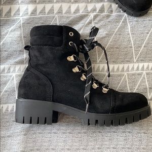 Black Suede Combat Boots, size 7